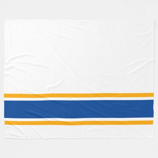 Moderne, tiefblaugelbe Streifen auf weiß Fleecedecke (Vorderseite (Horizontal))