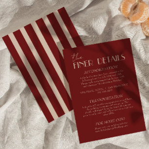 Moderne tiefe Rot Creme klassische fancy Hochzeits Begleitkarte