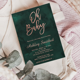 Moderne, tiefgrüne Aquarellfarbenchic Oh Babydusch Einladung