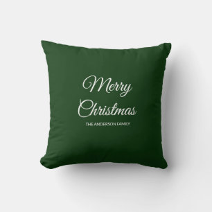 Moderne tiefgrüne minimalistische Weihnachtsfeiert Kissen