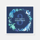 Moderne Tiere im Nautischen Ozean in blauer Wasser Serviette (Vorderseite)