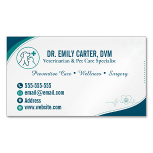 Moderne Tierklinik DVM Pet Care Magnetische Visitenkarte