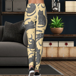 Moderne Tierliebhaber Beige und Grau Kitten Katzen Leggings