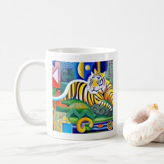 Moderne Tiger Art - Augenblick Kaffeetasse (Mit Donut)