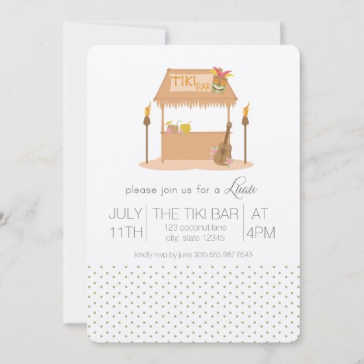 Moderne Tiki Bar Luau Einladung (Vorderseite)