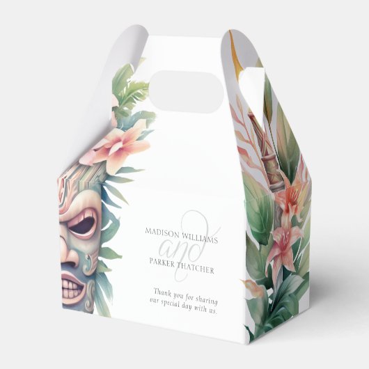 Moderne Tiki Mask Beach Hochzeit Geschenkschachtel (Vorderseite)