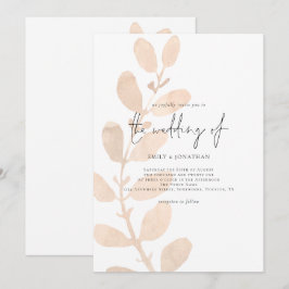 Moderne Tinted Peach Foliage Hochzeit Einladung