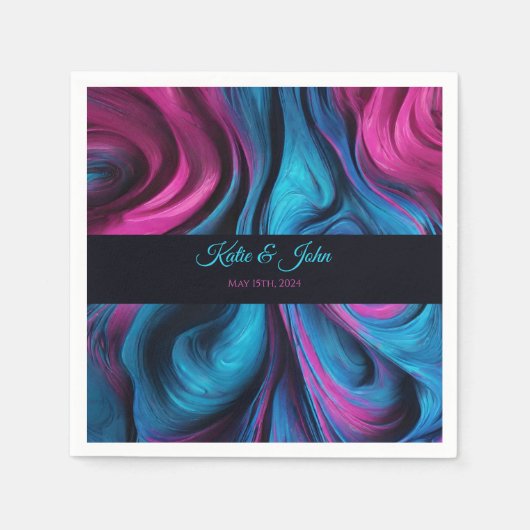 Moderne Tischdekoration Blau und Rosa Serviette (Vorderseite)