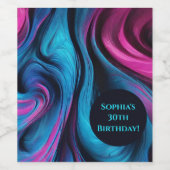 Moderne Tischdekoration Blau und Rosa Weinetikett (Einzelnes Label)