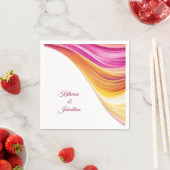 Moderne Tischdekoration in orange-rosa Gelb- Serviette (Beispiel)