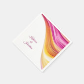 Moderne Tischdekoration in orange-rosa Gelb- Serviette (Ecke)