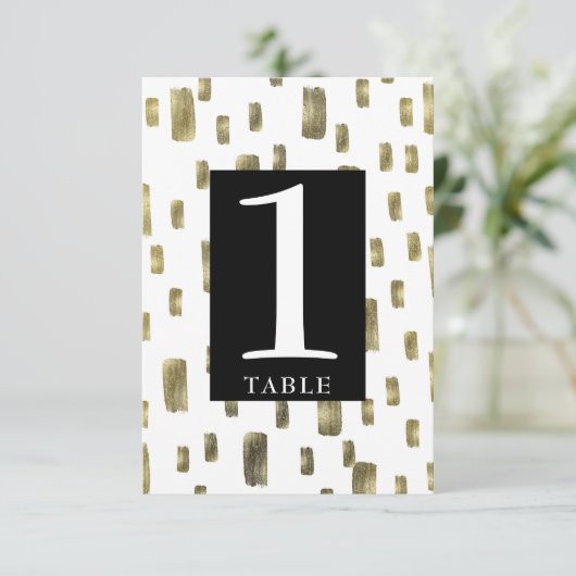 Moderne Tischnummer aus Paint Brush Gold Kupferbro (Stehend Vorderseite)