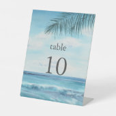 Moderne Tischnummer Blue Ocean Beach Hochzeiten Sockelschild (Vorderseite)