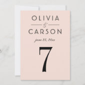 Moderne Tischnummer Blush and Black Wedding (Vorderseite)