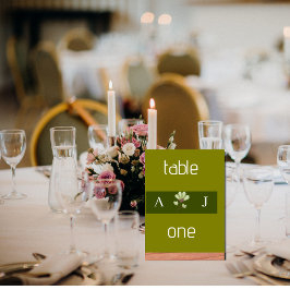 Moderne Tischnummer für einfache Olive Green Weddi