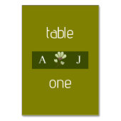 Moderne Tischnummer für einfache Olive Green Weddi (Vorderseite)
