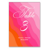 moderne Tischnummer in heißen Rosa und Orange (Rückseite)