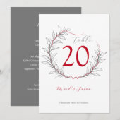 Moderne Tischnummer & Menü für Hochzeiten (grau) (Vorne/Hinten)