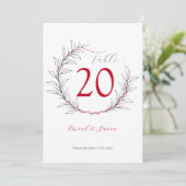 Moderne Tischnummer & Menü Hochzeiten (rot) (Stehend Vorderseite)