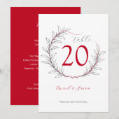 Moderne Tischnummer & Menü Hochzeiten (rot) (Vorne/Hinten)