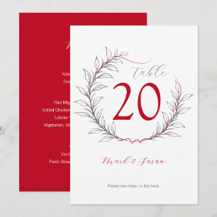 Moderne Tischnummer & Menü Hochzeiten (rot)
