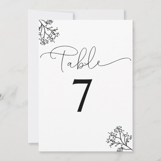 Moderne Tischnummer Weiß und Schwarz (Vorderseite)