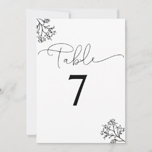 Moderne Tischnummer Weiß und Schwarz