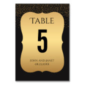 Moderne Tischnummern aus Gold und Schwarz (Vorderseite)