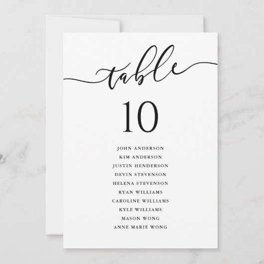 Moderne Tischnummern für Hochzeitskartentafeln (Rückseite)