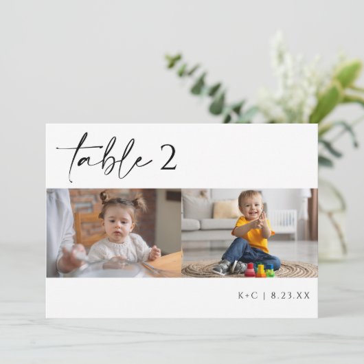 Moderne Tischnummern für Minimalistisches Foto (Stehend Vorderseite)