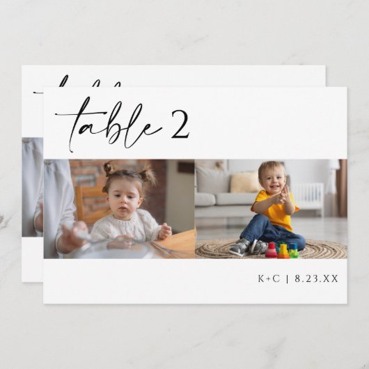 Moderne Tischnummern für Minimalistisches Foto (Vorne/Hinten)