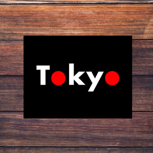 Moderne Tokio Japan Red Dots Dunkle Farbe Postkarte