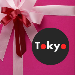 Moderne Tokio Japan Red Dots Dunkle Farbe Runder Aufkleber