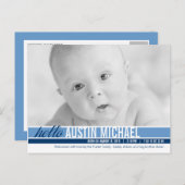 Moderne Tones - Geburtsankündigung - Blau Ankündigungspostkarte (Vorne/Hinten)