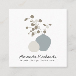 Moderne Töpferdekoration Pflanze aus braunem, weic Quadratische Visitenkarte