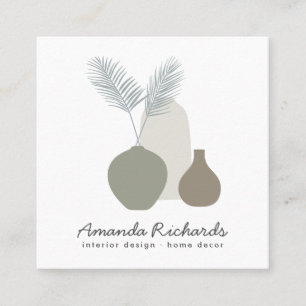 Moderne Töpferdekoration Pflanze in grüner Weich Quadratische Visitenkarte