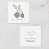 Moderne Töpferdekoration Pflanze in grüner Weich Quadratische Visitenkarte (Vorne/Hinten)