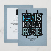 Moderne Torah Bar Mitzvah Reply UAWG Gray Blue Einladung (Vorne/Hinten)