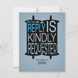 Moderne Torah Bar Mitzvah Reply UAWG Gray Blue Einladung