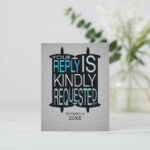 Moderne Torah Bar Mitzvah Reply UAWG Gray Blue Einladung (Stehend Vorderseite)