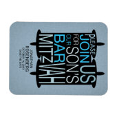 Moderne Torah Blue Bar Mitzvah Save the Date Magnet (Horizontal)