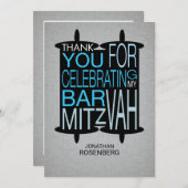 Moderne Torah Danke, grau und blau Dankeskarte (Vorne/Hinten)