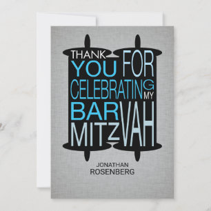 Moderne Torah Danke, grau und blau Dankeskarte