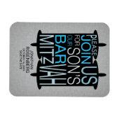 Moderne Torah Gray Bar Mitzvah Save the Date Magnet (Horizontal)