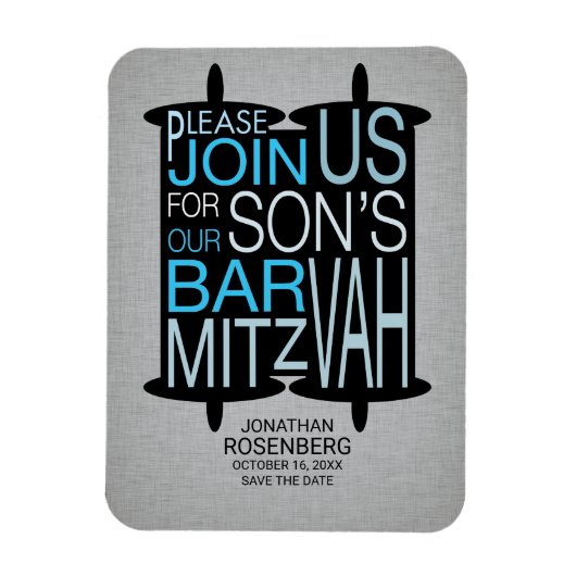 Moderne Torah Gray Bar Mitzvah Save the Date Magnet (Vertikal)