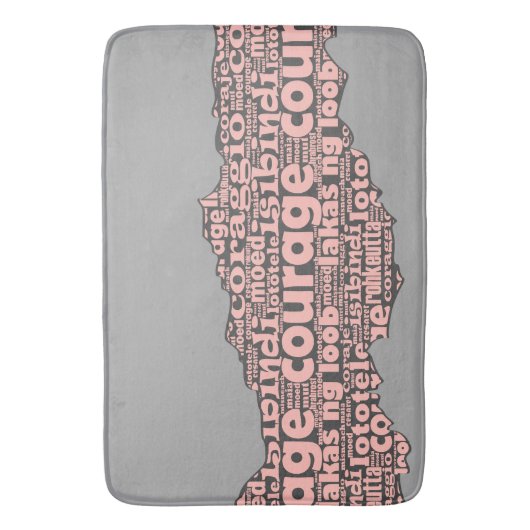 Moderne Torn Gray & Pink Courtypografie Badematte (Vorderseite Vertikal)