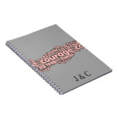 Moderne Torn Gray & Pink Courtypografie Notizblock (Rechte Seite)