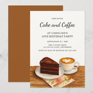 Moderne Torte & Kaffee 30. Geburtstagsfeier für Er Einladung