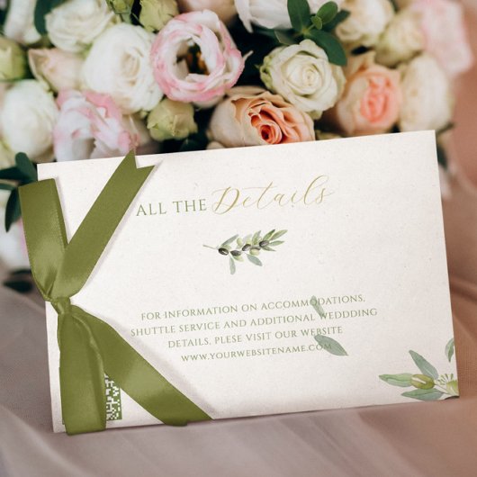 Moderne Toskana Olive Blätter Zweigstellen-DETAILS Einladung