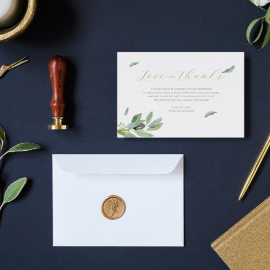 Moderne toskanische Olive-Blätter Zweigstelle Dank Dankeskarte